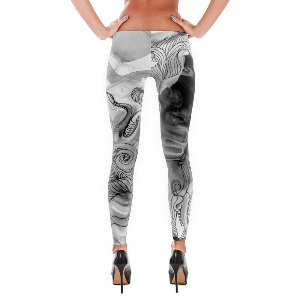 Octopus Abstract Black and White Printed Leggings - Etsy