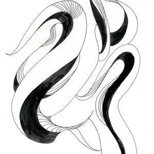 Octopus Drawing Oh Take Me Back to the Startopus Fine Art Print of 4x6 Black and White Drawing image 1