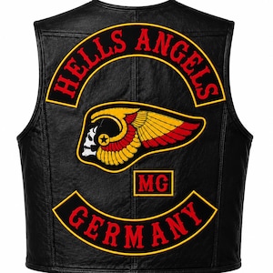 New Hells Angels Germany Men's Cowhide Leather Biker Black Red Vest