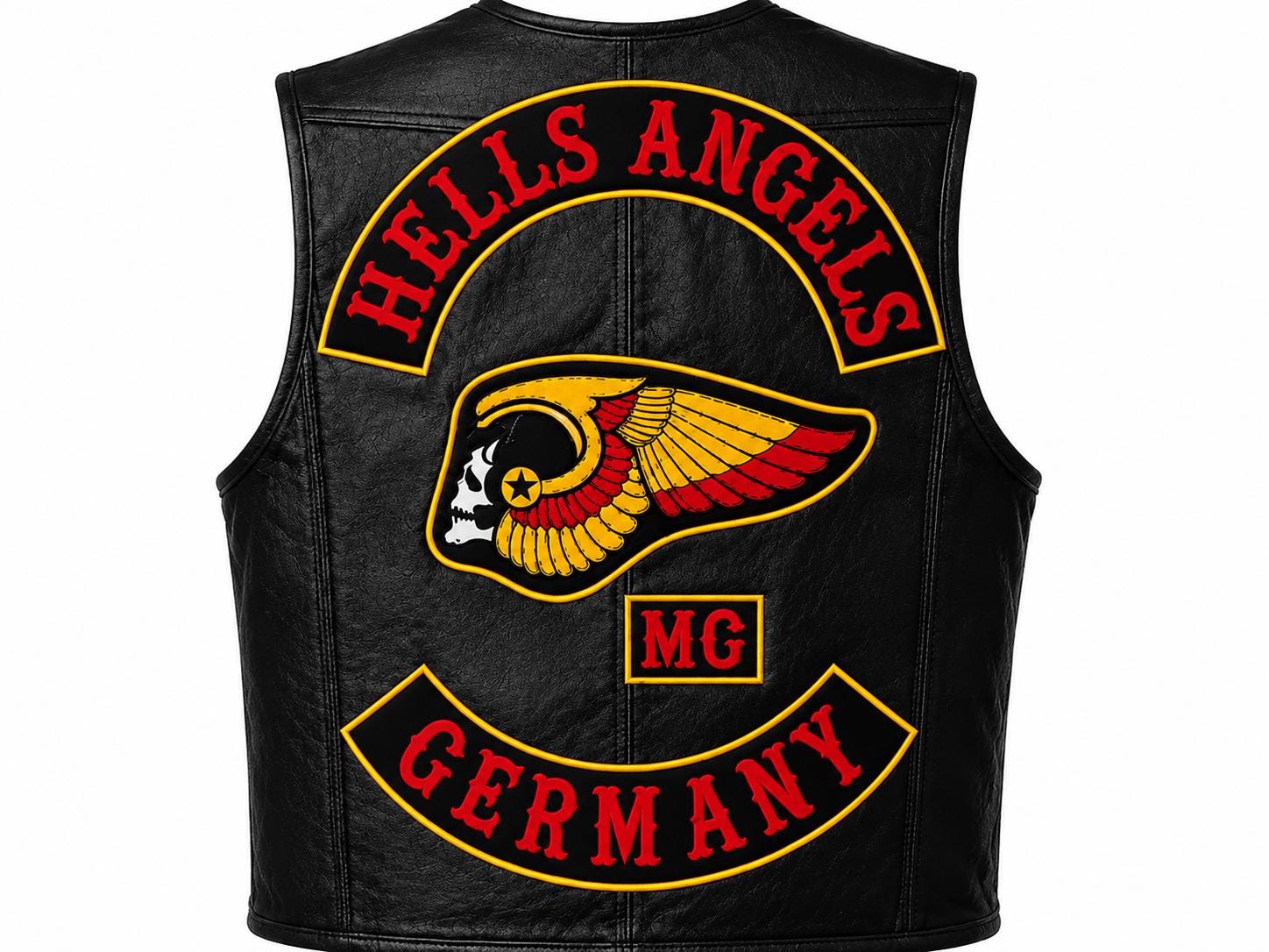 New Hells Angels Germany Men's Cowhide Leather Biker Black Red