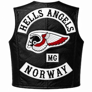 Hells Angels Norway Men's Cowhide Leather Biker Racing Black Motorcycle Vest