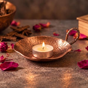 Copper Aroma Burner Handmade Moroccan Oil Diffuser, Teardrop Candle Holder, Hammered Copper Incense Burner, Boho Home Decor Gift