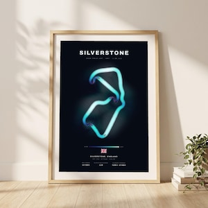 Silverstone F1 Circuit Poster, British Grand Prix Speed Map Wall Art, England Telemetry Print, F1 Fan Gift, Digital Download