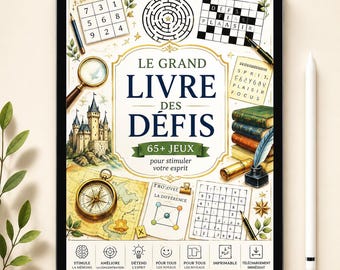 French Puzzle Book for Adults | 65 Brain Games | Printable PDF | Sudoku, Crosswords & Word Search