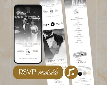 Animated Wedding Invitation Video, Digital Wedding Invite with RSVP & Countdown, Editable Canva Template, Elegant Mobile Evite