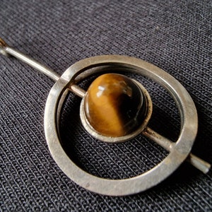Vintage Kupittaan Kulta Nina Breddal Finish Sterling Silver Tigers Eye Pendant
