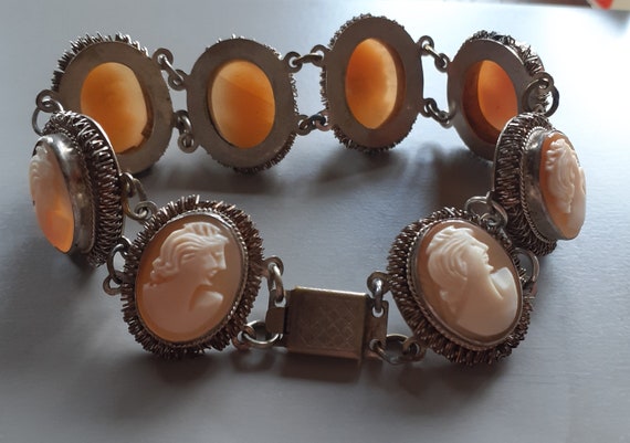 Art Deco Hand Carved Cameo Bracelet