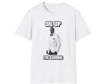 Oil Up Shirt, Funny Airport Shirt Swap Tee, Ugly Shirt Exchange Gag Gift, Summer Party Meme Shirt, Trendy Gag Gift Tee
