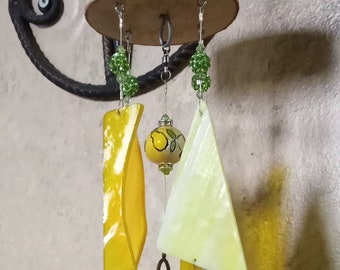 Lemon Fruity Yellow Glass Wind Chime Garden Decor Mobile Garden Decor Window Patio Ornament