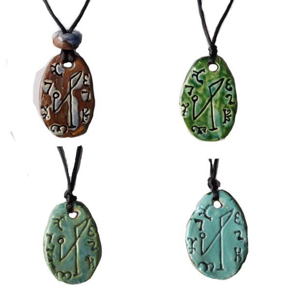 Archangel Michael Necklaces Ceramic Angel Pendants Sigil Enochian Amulets