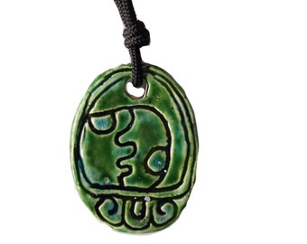 Mayan CABAN Necklace Earthquake Glyph Pendant Tzolk'in Day Sign Amulet