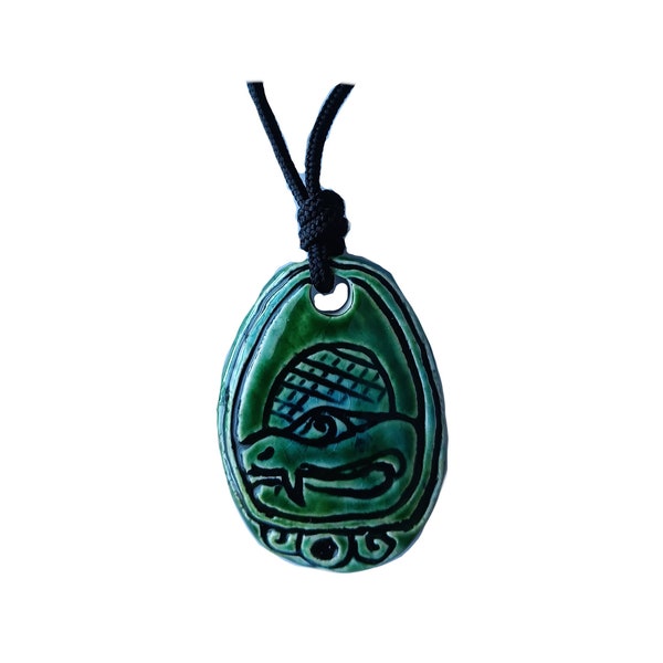 Mayan CHIKCHAN Necklace Snakebite Tzolk'in Day Sign Ceramic Amulet