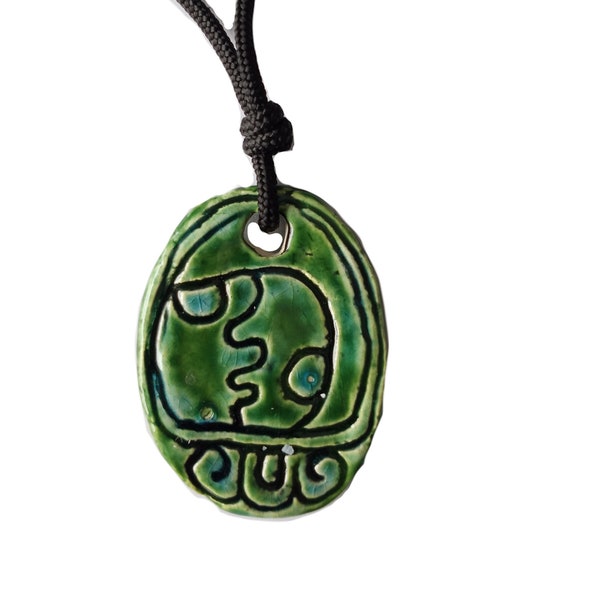 Mayan CABAN Necklace Earthquake Glyph Pendant Tzolk'in Day Sign Amulet