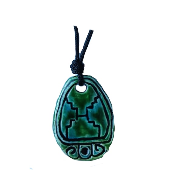 Mayan ETZ'NAB Necklace Tzolk'in Day Sign Blade Glyph Pendant Ceramic Amulet