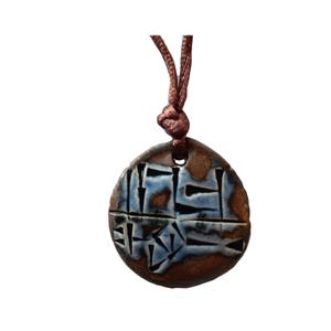 AM RIMU Cuneiform Necklace Sumerian Wild Bull Pendant Ceramic Amulet