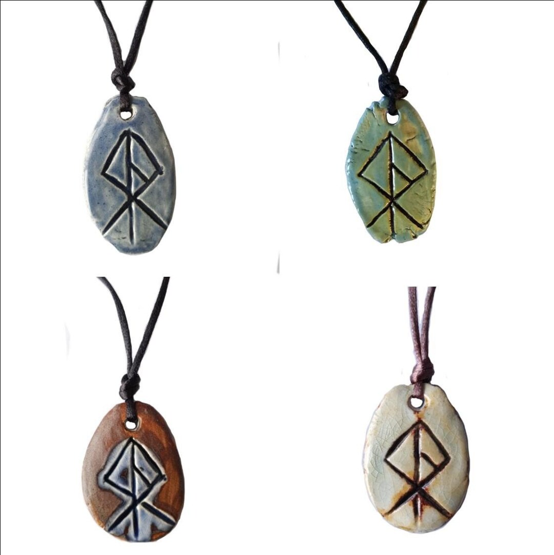 Viking Warrior Necklaces Norse Runestone Pendant Amulets Ceramic Viking
