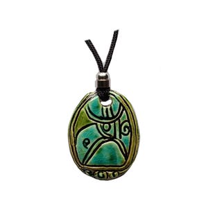 Mayan MEN Necklace Mesoamerican Tzolk'in Day Sign Eagle Glyph Ceramic Amulet