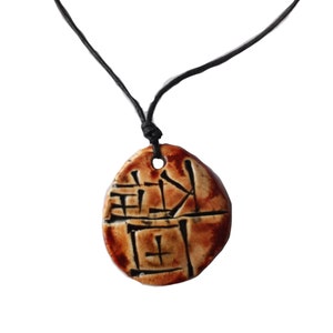 ETLU Cuneiform Necklace Sumerian WARRIOR Pendant Ceramic Amulet