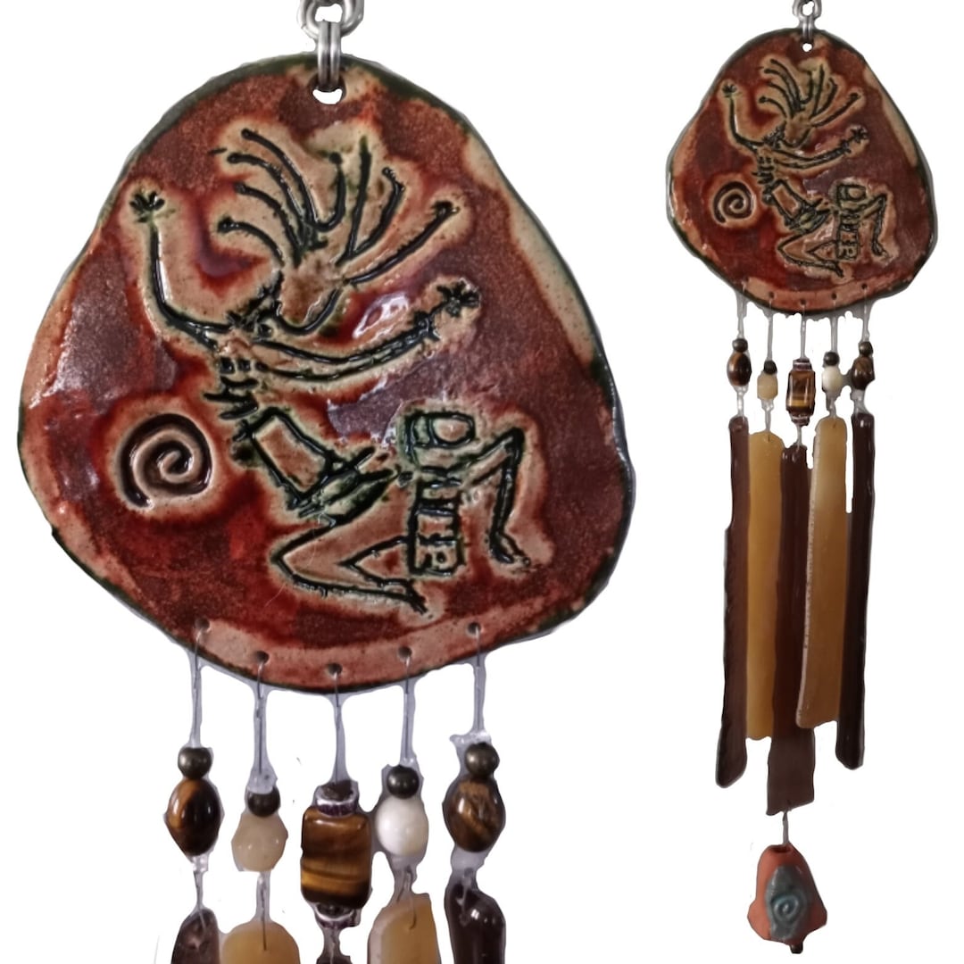 Kokopelli Glass Wind Chime Pottery Chime Hopi Petroglyph Garden Ornament Mobile Sun Catcher Etsy