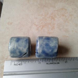 Set 2 Rune Macrame Beads Large Hole Blue Ceramic Bind Runes - Etsy