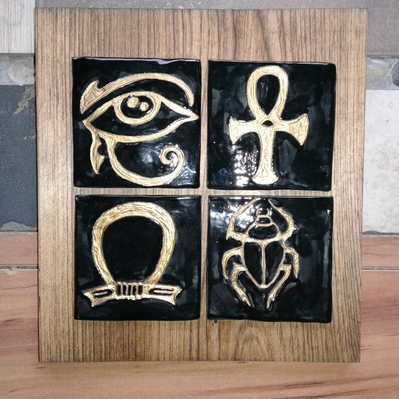Egyptian Wall Decor Ceramic Tiles Ankh Scarab Eye of Horus Etsy