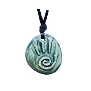 Hopi Hand Necklace Ceramic Pendant Shaman Healing Hand Various Colors
