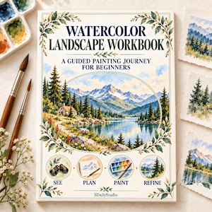Watercolor Landscape Workbook, Printable PDF for Beginners, Guided Painting Lessons, Practice Pages, Landscape Projects, A4 & US Letter