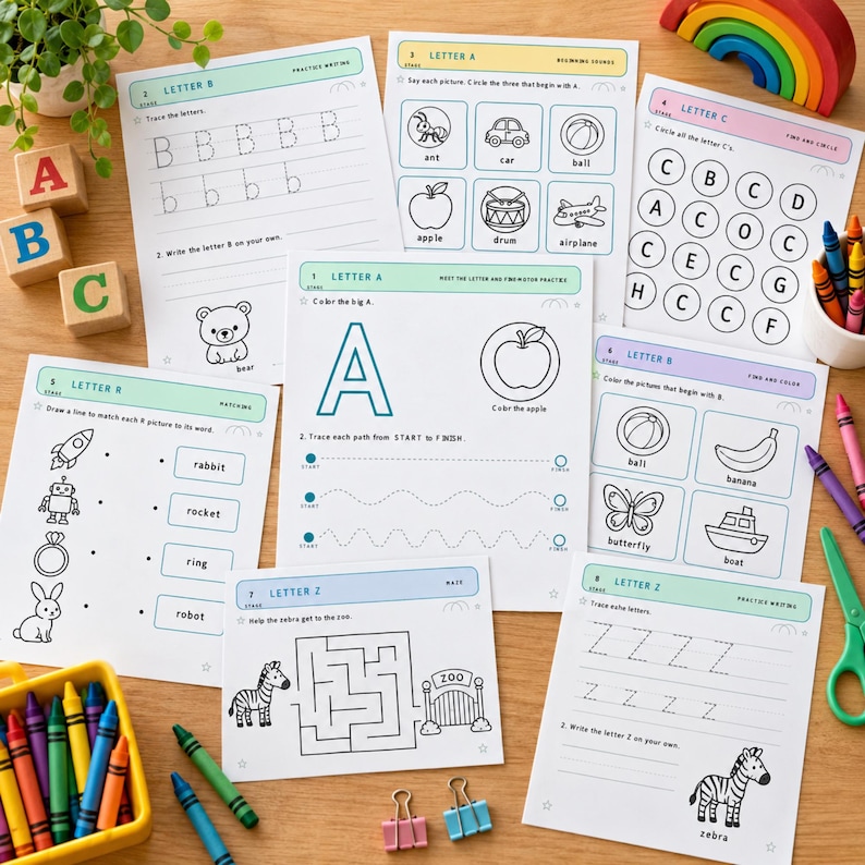 ABC Tracing Book, Preschool Alphabet Worksheets A-Z, Letter of the Week ...