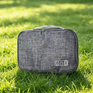Travel Electronics Organizer Bag, Personalized Cable Storage Case, Tech Pouch for Charger Cord, Waterproof Toiletry Bag, Gift for Him Men