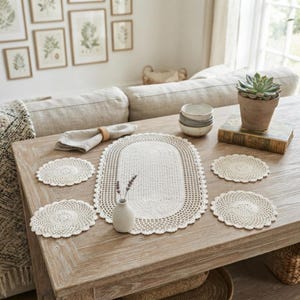 Oval Crochet Table Runner Pattern, Lace Doily PDF, Farmhouse Decor (Instant Download)