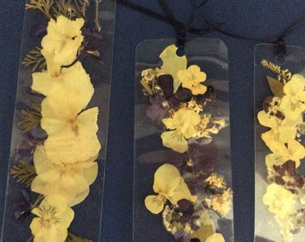 Pressed flowers laminated  bookmark #G