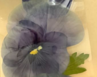 Laminated bookmark with pansies#6