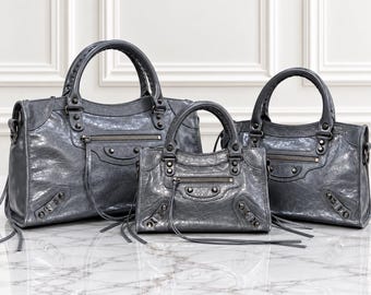 Genuine Leather City Bag, Women's City Bag, Black Shoulder Handbag, Large Tote Purse with Top Handles