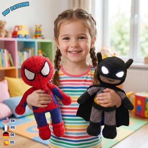 Spiderman And, Bat Crochet Pattern, Amigurumi Plush Tutorial - English, German, French, Spanish (PDF Download) (PDF Download)