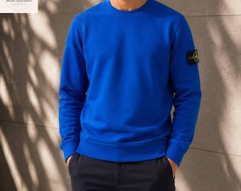 Stone Island Men's  Crewneck Sweatshirt | Long Sleeve Cotton Casual Pullover Sweatshirt