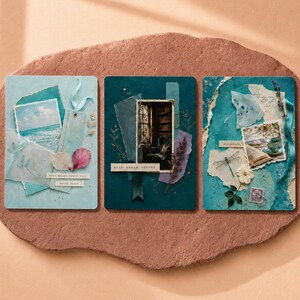 Kustnära Kindle-inläggskort | Blågrön vintage scrapbook-dekor (set om 3)