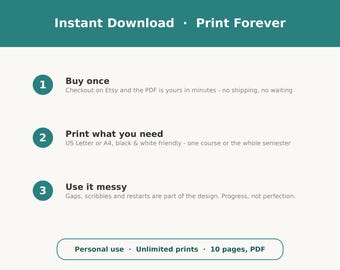 ADHD Student Planner Printable, College Study Planner, Assignment Breakdown Template, Exam Prep, Semester Organizer, Academic Planner