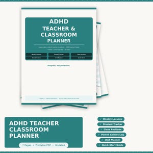 ADHD Teacher Planner Printable | Weekly Lesson Planner, Student Tracker, Classroom Routines PDF