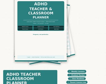 ADHD Teacher Planner Printable | Weekly Lesson Planner, Student Tracker, Classroom Routines PDF