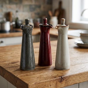 Japońska ceramiczna butelka na oliwę: szkliwiony dozownik do sosu sojowego, octu, rustykalna butelka ceramiczna