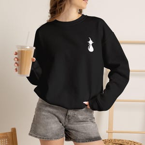 Minimal Witch Cat Silhouette Crewneck Sweatshirt | Chest Patch, Halloween