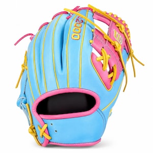 Guante de béisbol/softbol turquesa, rosa y amarillo, manopla de fildeo juvenil, equipo de entrenamiento.