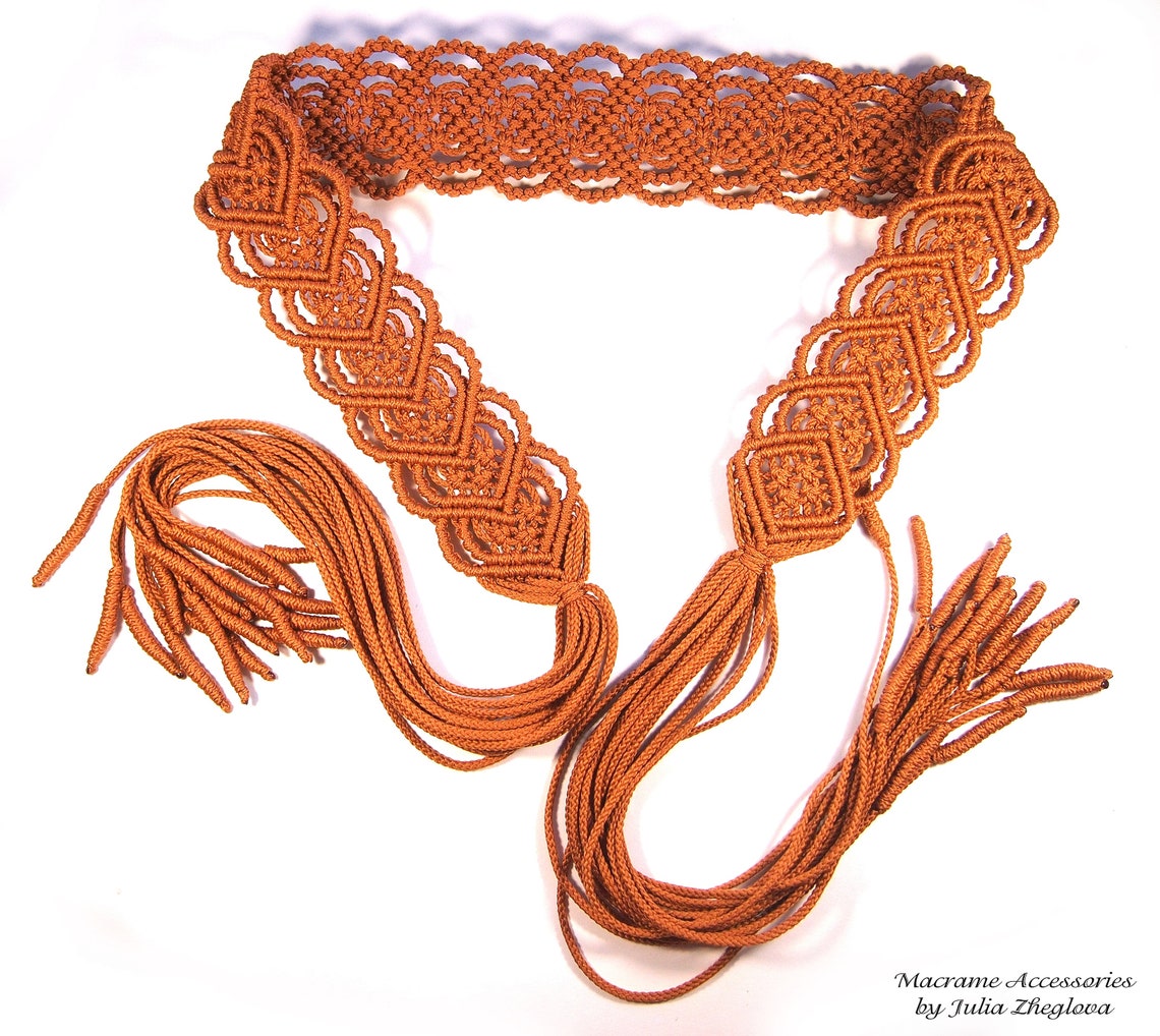 Macrame belt for women wide belt with ties terracotta belt | Etsy