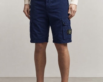 Stone Island Cotton Canvas Cargo Shorts : Navy Blue