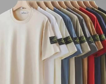 STONE ISLAND 2026 メンズ半袖Tシャツとポロシャツ、リブ襟とコンパスパッチ