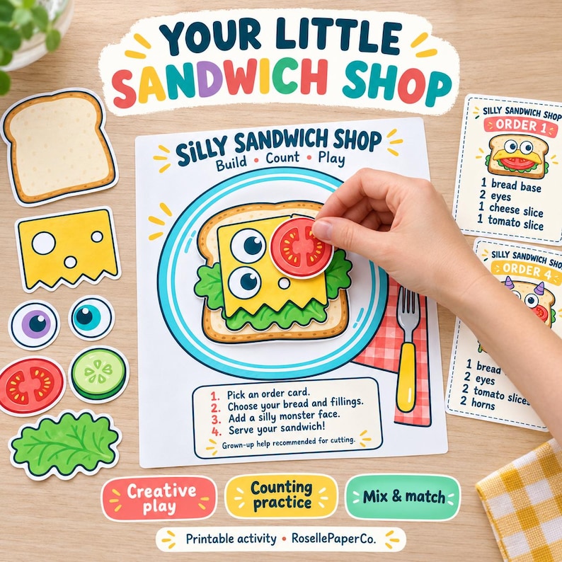 Activité imprimable « Construis un sandwich », découpages de monstres ...
