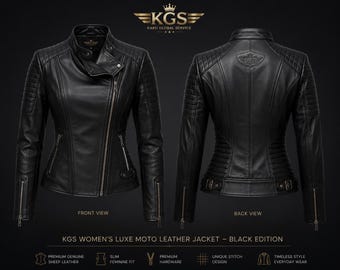 KGS Women's Luxe Moto Lederjacke - Schwarze Edition