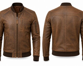 Vintage Tan Schafsleder Bomberjacke - Herren Echtleder Oberbekleidung