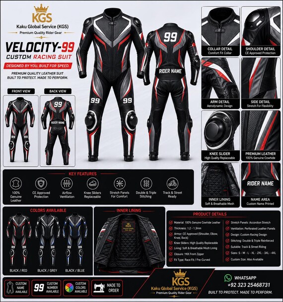 KGS Custom Racing Suit – Black / Red Edition