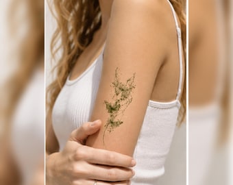 Watercolor Butterfly Temporary Tattoo Stickers, Botanical Floral Fake Tattoos for Women, Aesthetic Waterproof Body Decals